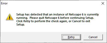 Setup detected another instance of Netscape 6 is currently running