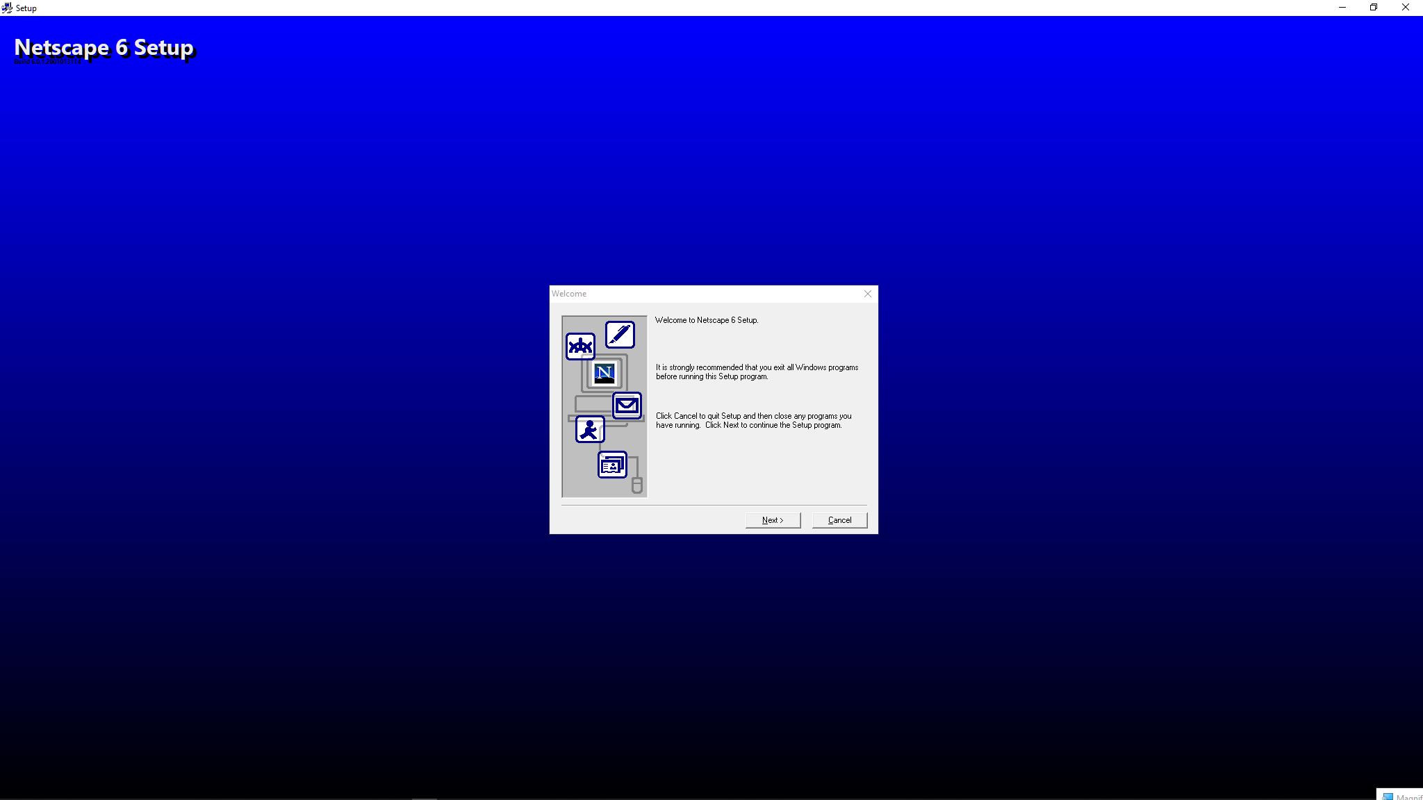Initial Netscape 6 Setup screen